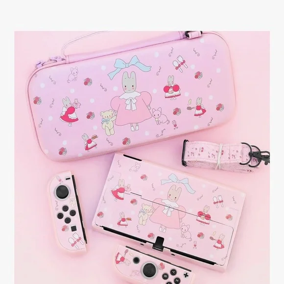 HYPERCASE Pink Bunny for Nintendo Switch OLED Case with carrying strap - Picture 7 of 7